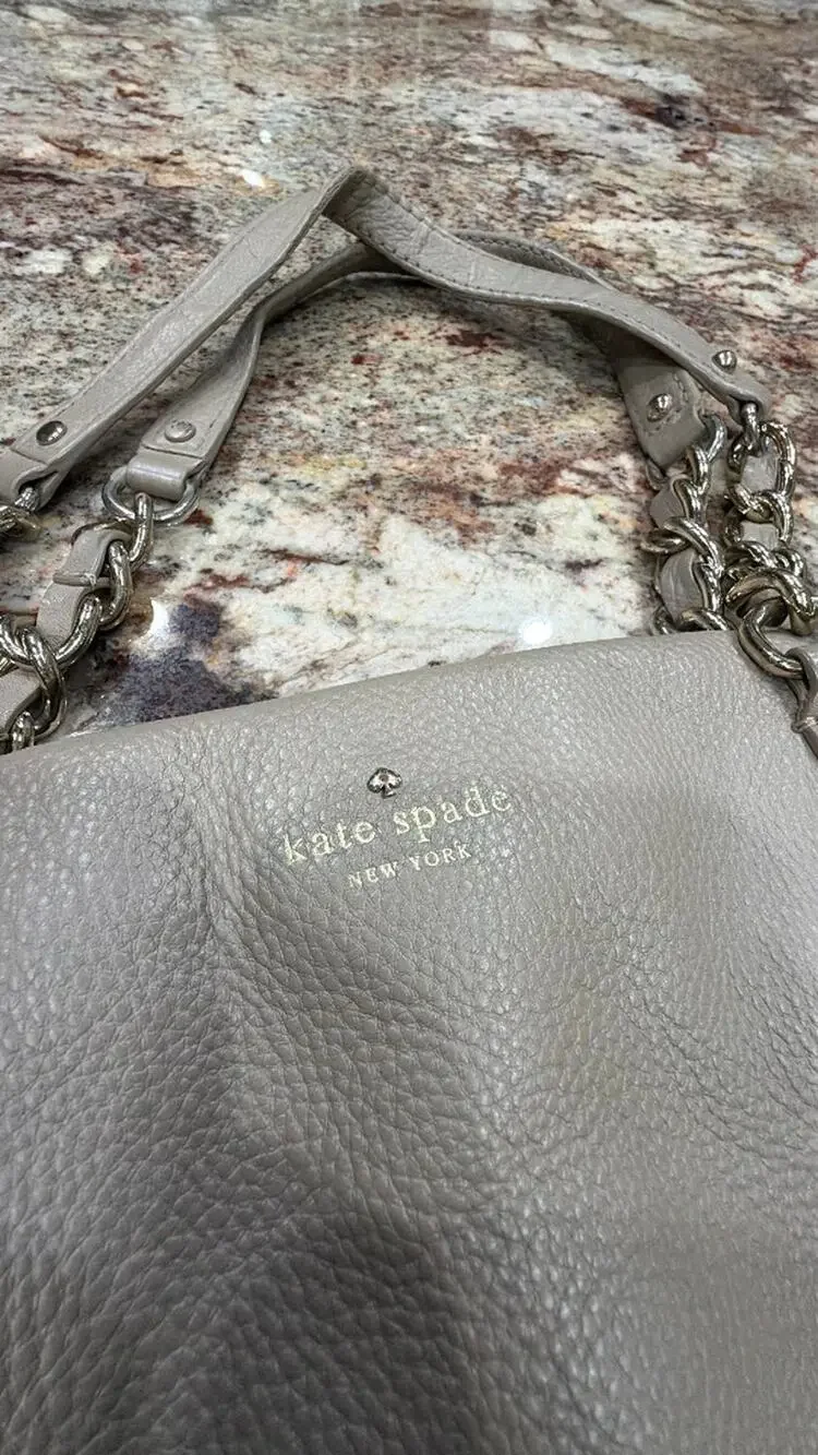Kate Spade Women's Taupe Leather Chain Link Handbag